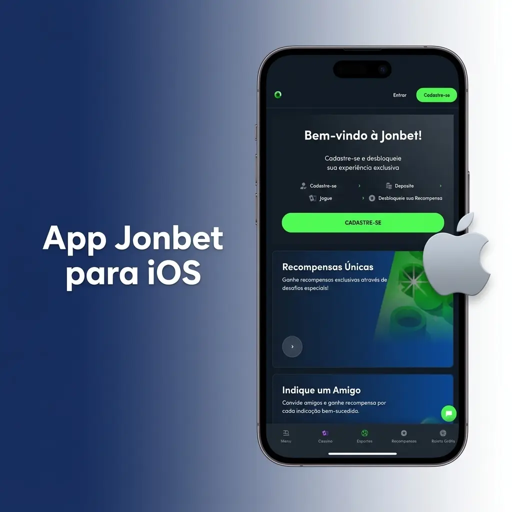 App Jonbet para iOS instalado em iPhone com interface de apostas e cassino otimizada para dispositivos Apple