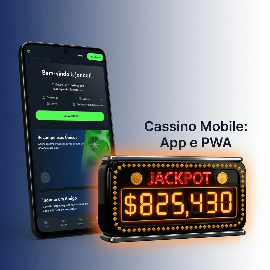 Aplicativo móvel Jonbet para Android e iOS com acesso a slots, cassino ao vivo e crash games
