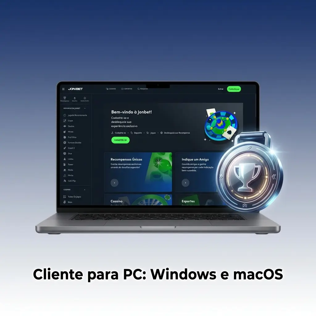 Acesso à Jonbet pelo navegador no PC com Windows e macOS, compatível com Chrome, Firefox, Safari e Edge