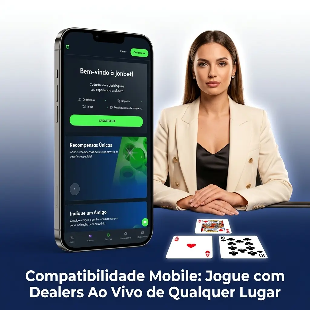 Interface mobile Jonbet casino ao vivo com dealer em tela vertical, streaming HD em 4G e Wi-Fi com chat integrado