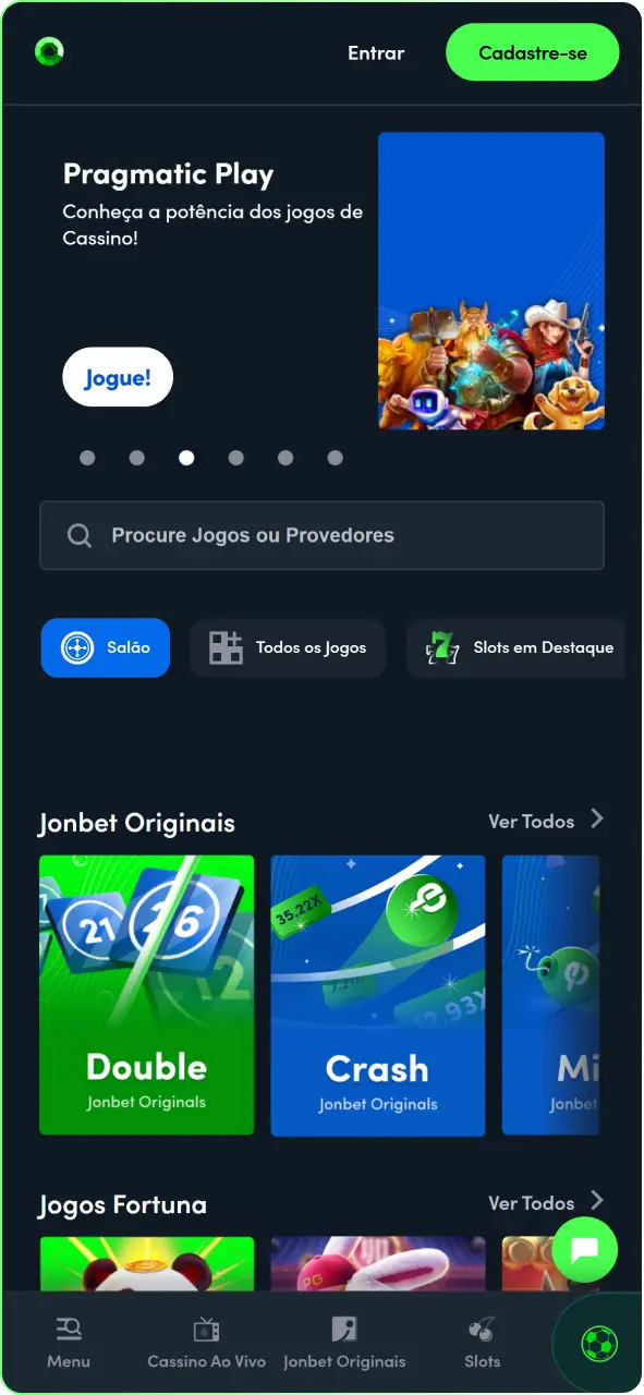 Explore a seção de cassino com a seleção dos melhores jogos e slots.