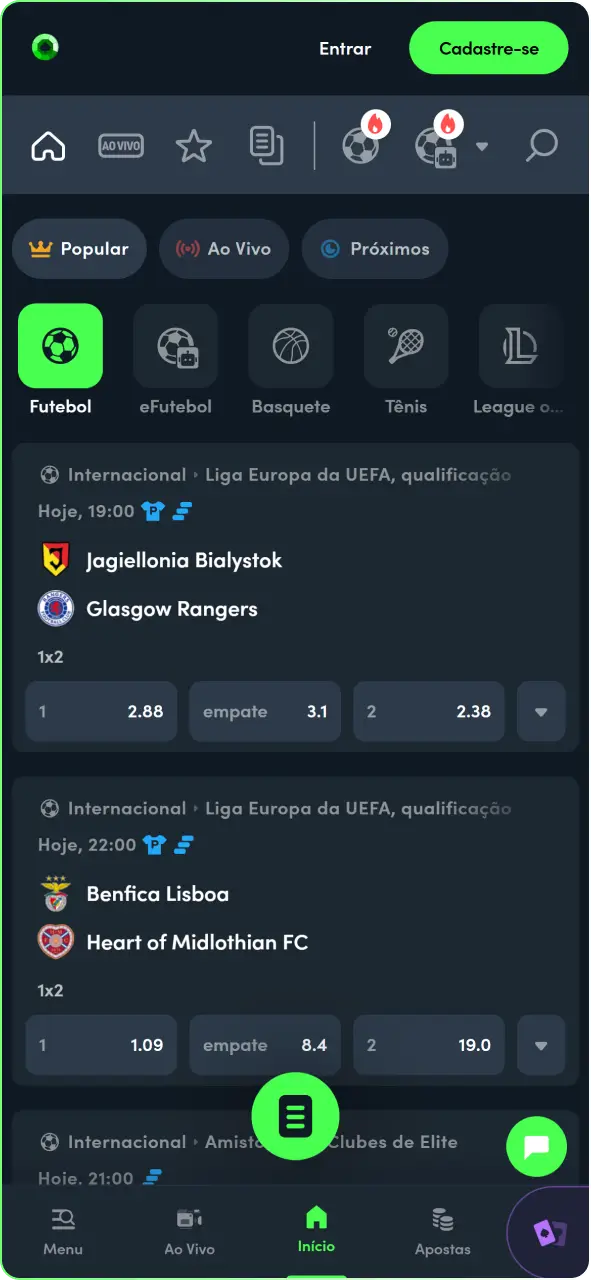 Confira as opções de apostas esportivas e os mercados disponíveis na Jonbet.