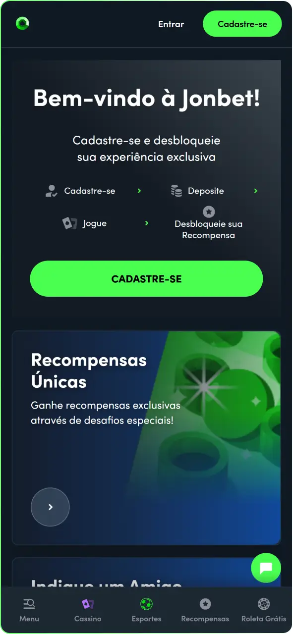 Conheça a interface inicial da Jonbet e navegue pelos destaques da plataforma.