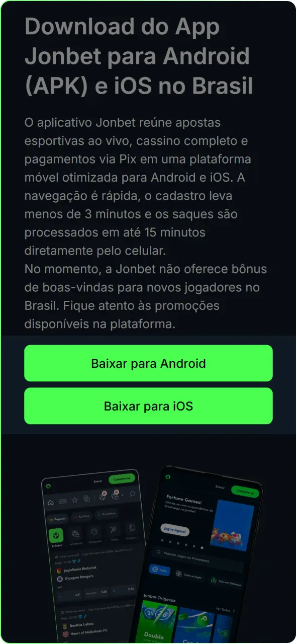 Baixe e instale o aplicativo da Jonbet no seu dispositivo móvel.
