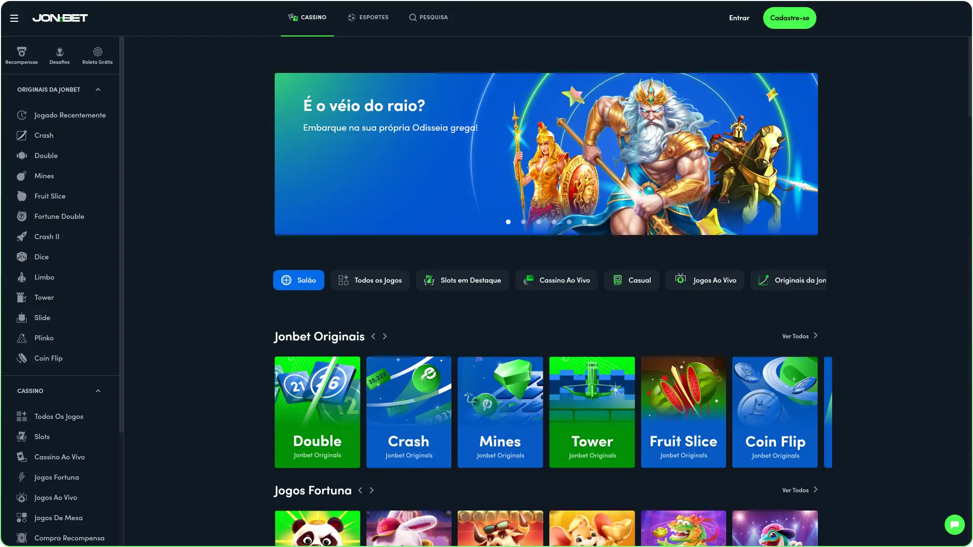 Explore o cassino online da Jonbet com slots, Crash games e cassino ao vivo.