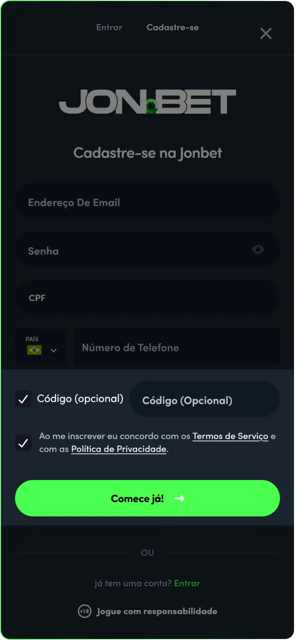 Confirme seu endereço de e-mail para ativar sua conta na Jonbet.